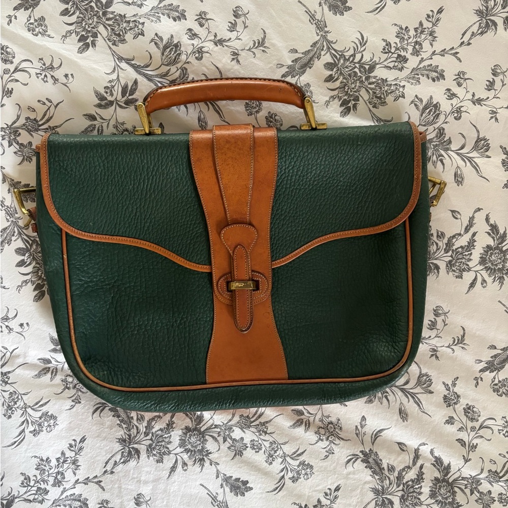 Dooney & Bourke Green and Tan Leather Briefcase